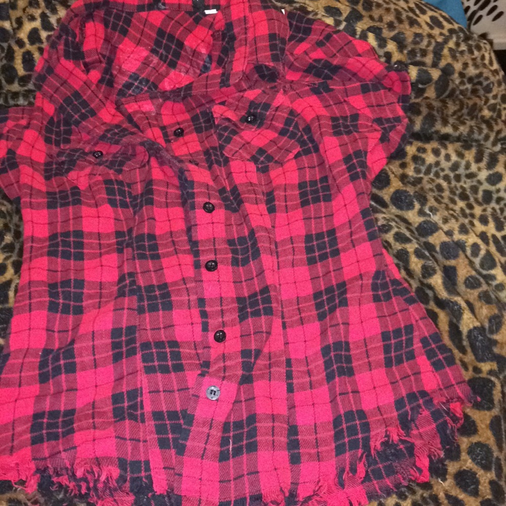 Abbey Dawn plaid button down shirt